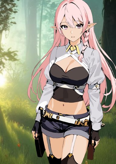 Schöne Elfe im Wald – Digitales Kunstwerk